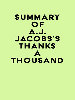 cover image of Summary of A.J. Jacobs's Thanks a Thousand